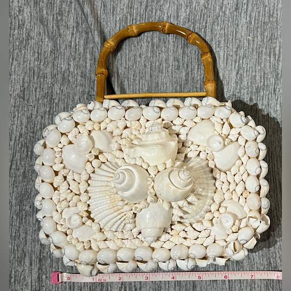 60’s Shell and Bamboo Handle Clutch - Picture 2 of 12